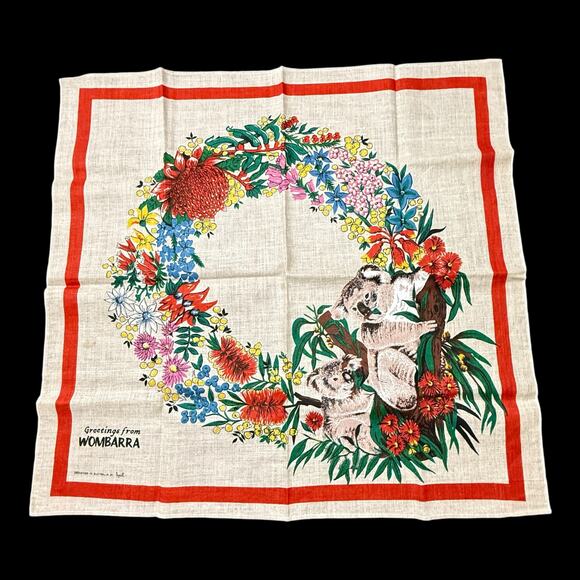 Koala Tablecloth Wall / Decor Greetings from Wombarra Heil Linen 35 x 36" Aussie - Picture 1 of 9
